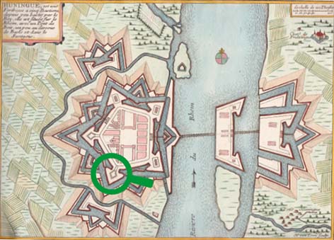 Localisation du cavalier de l'ancienne forteresse de Huningue