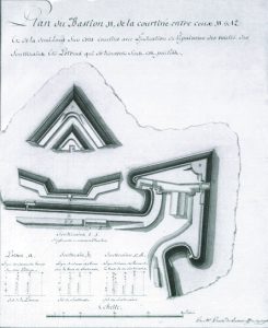 Plan des fortifications de Huningue en demi-lune