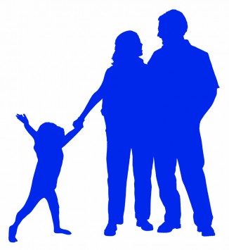 Silhouette gens avec un enfant