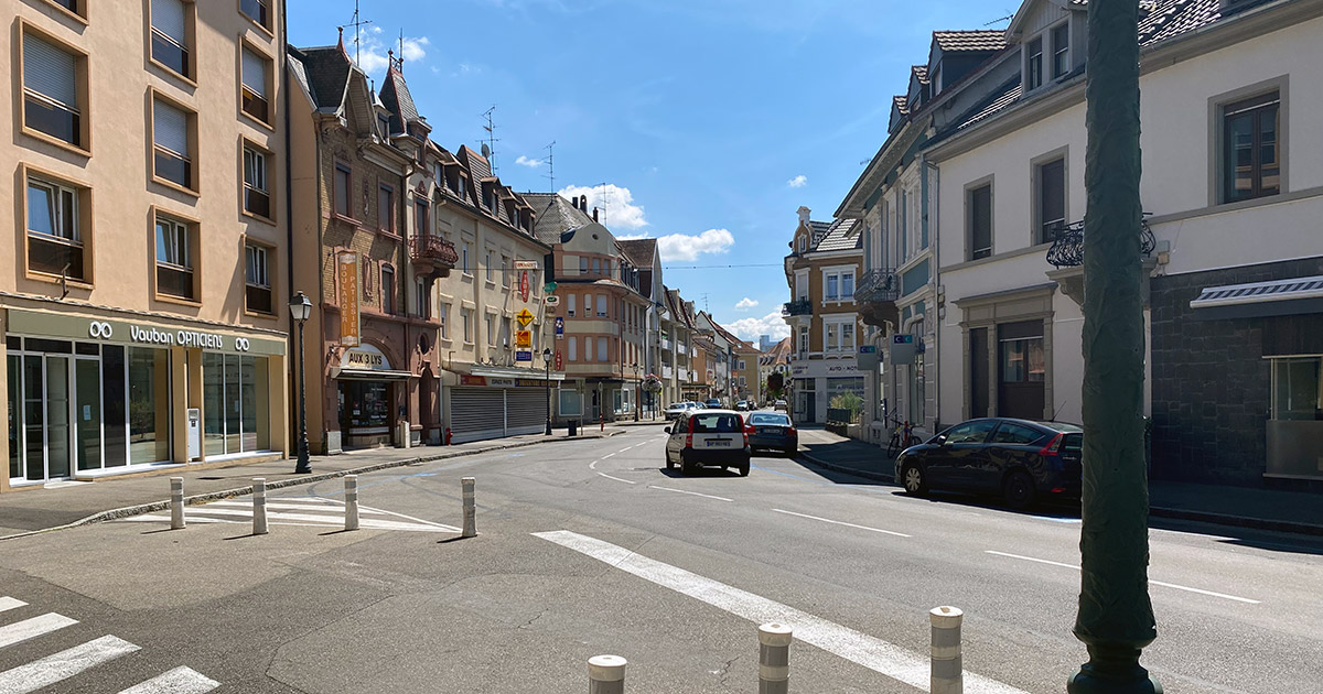 La rue Abbatucci avant travaux à Huningue